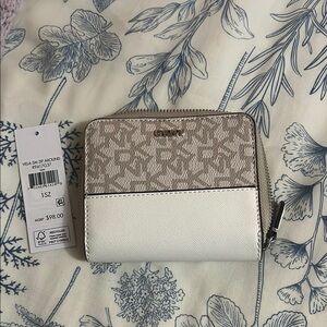 DKNY White and Tan Wallet